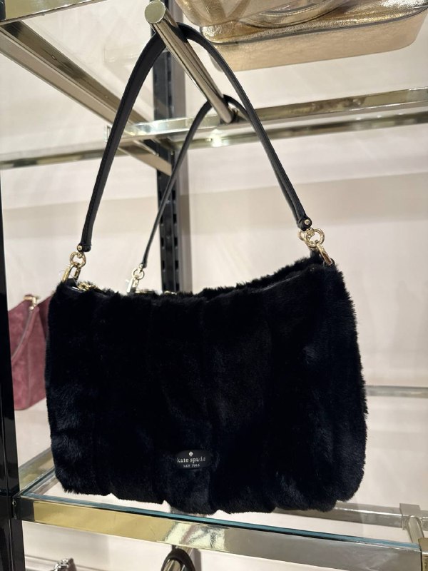 Kate Spade Margot Faux Fur Medium Shoulder Bag - Preorder — Black (001)