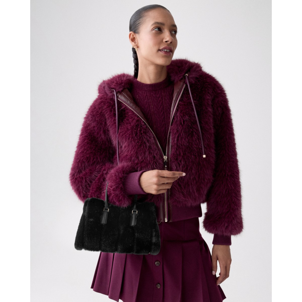 Kate Spade Thompson Street Faux Fur Small Satchel Bag - Preorder — Black