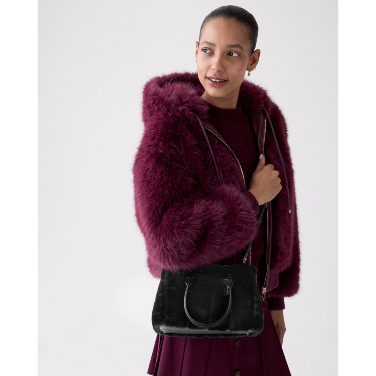Kate Spade Thompson Street Faux Fur Small Satchel Bag - Preorder — Black