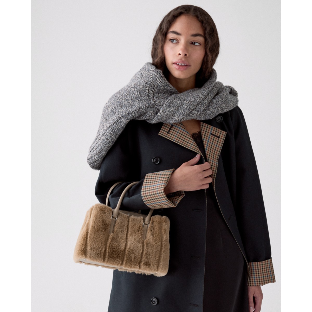 Kate Spade Thompson Street Faux Fur Small Satchel Bag - Preorder — Natural
