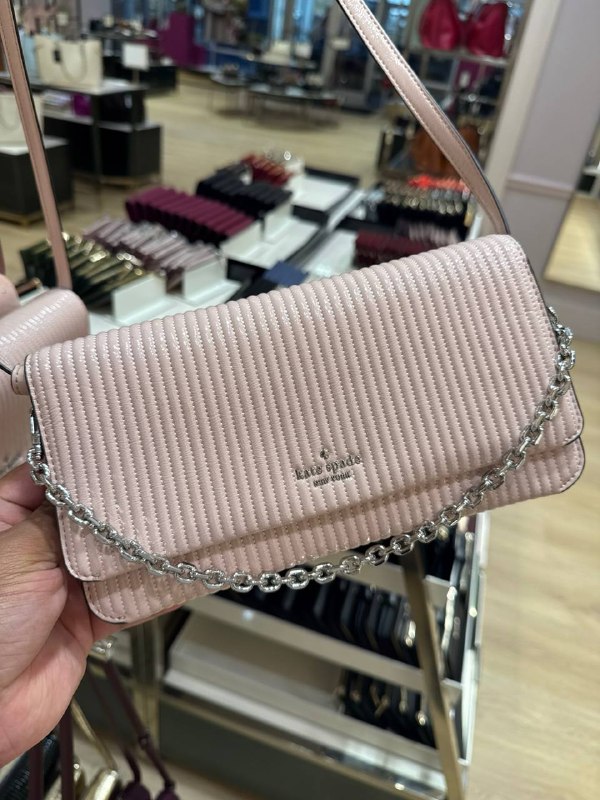 Kate Spade Ivy Shiny Quilted Crossbody Bag - Preorder — Rose Smoke (650)