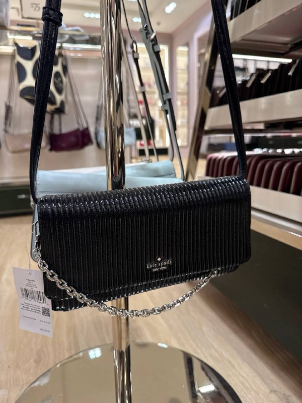 Kate Spade Ivy Shiny Quilted Crossbody Bag - Preorder — Black (001)