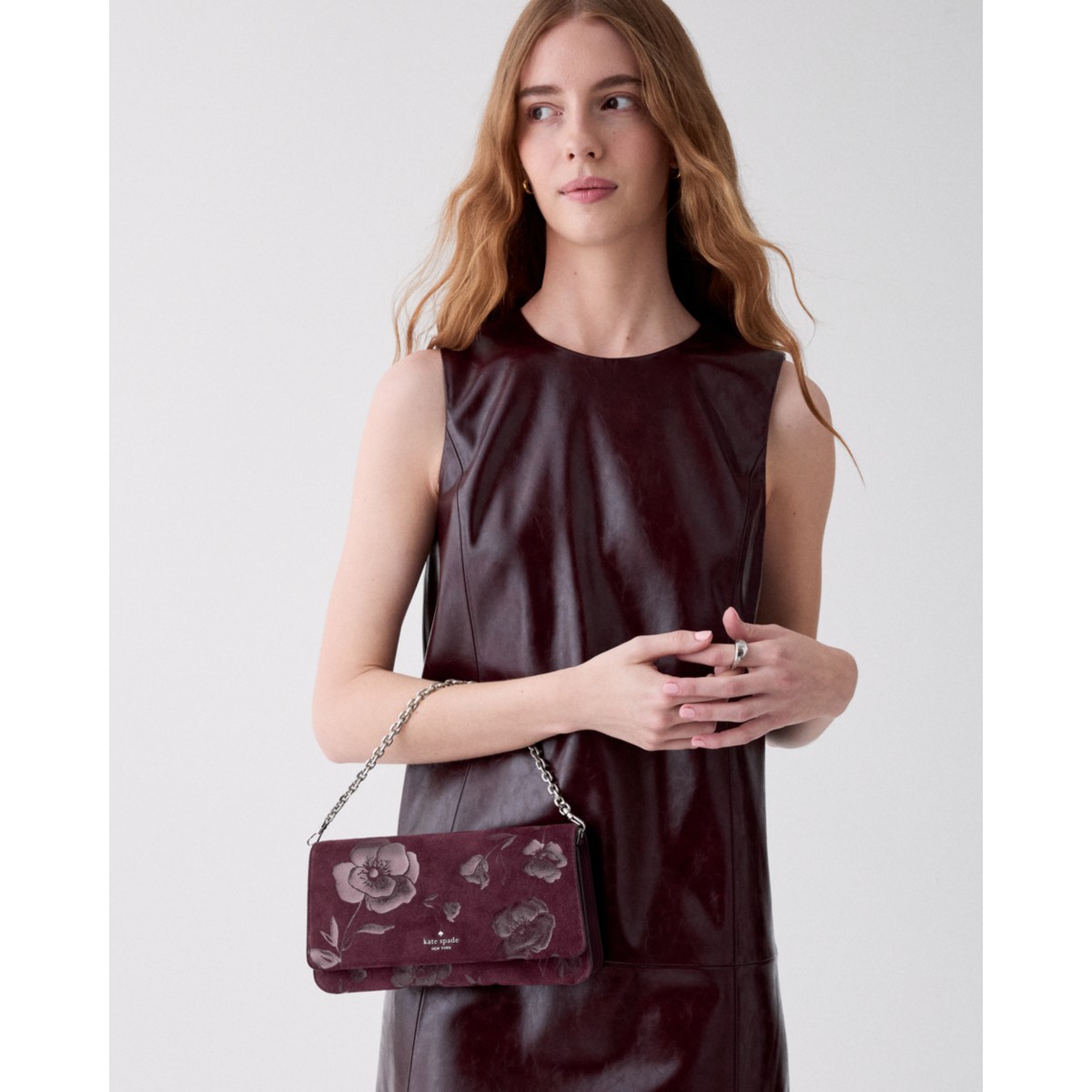 Kate Spade Ivy Floral Suede Crossbody Bag - Preorder — Deep Cherry