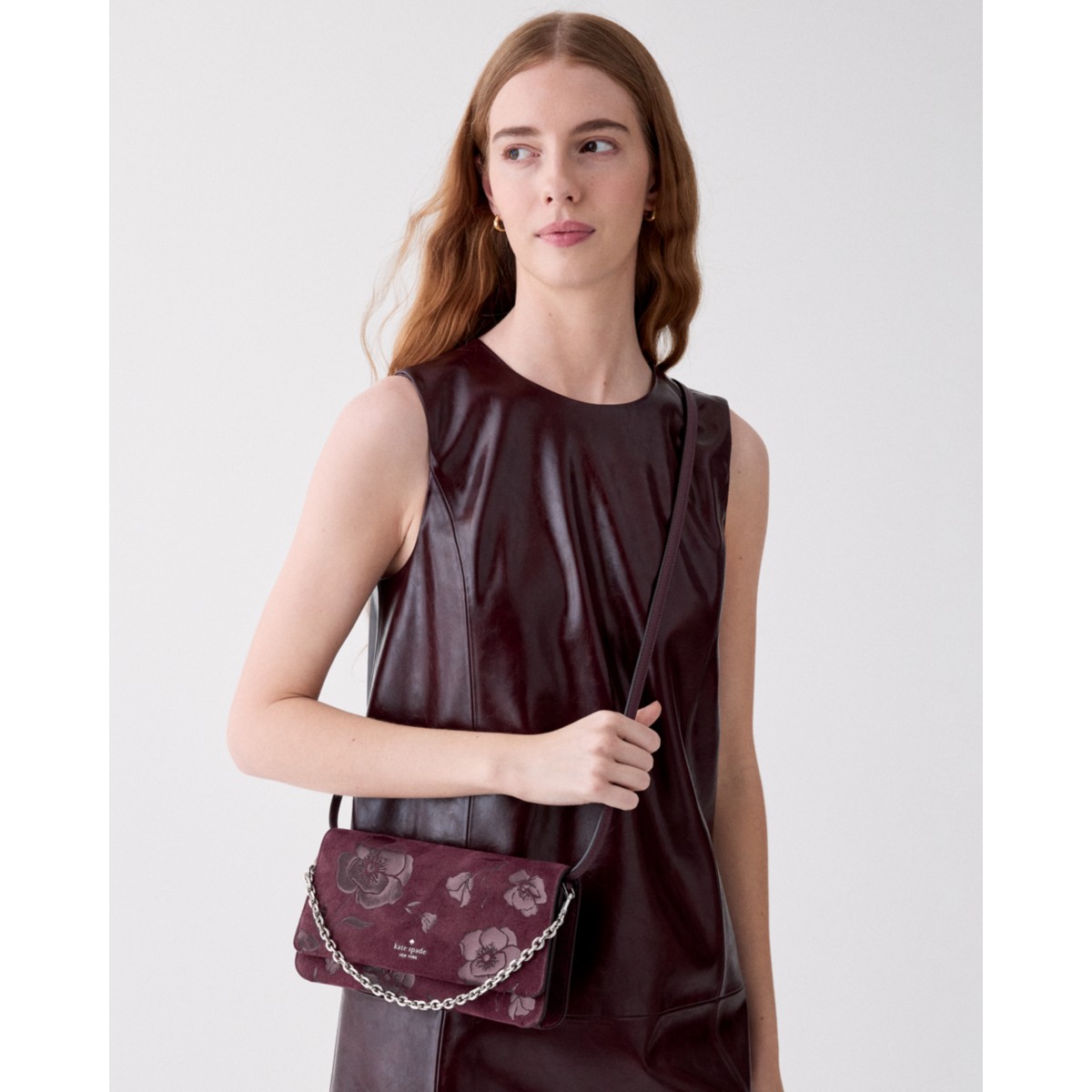 Kate Spade Ivy Floral Suede Crossbody Bag - Preorder — Deep Cherry