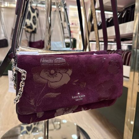 Kate Spade Ivy Floral Suede Crossbody Bag - Preorder — Deep Cherry (600)