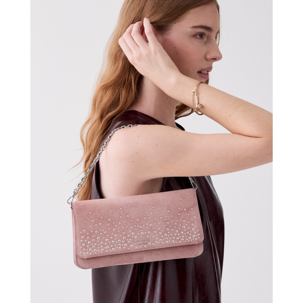 Kate Spade Ivy Studded Suede Crossbody Bag - Preorder — Dusk Rose