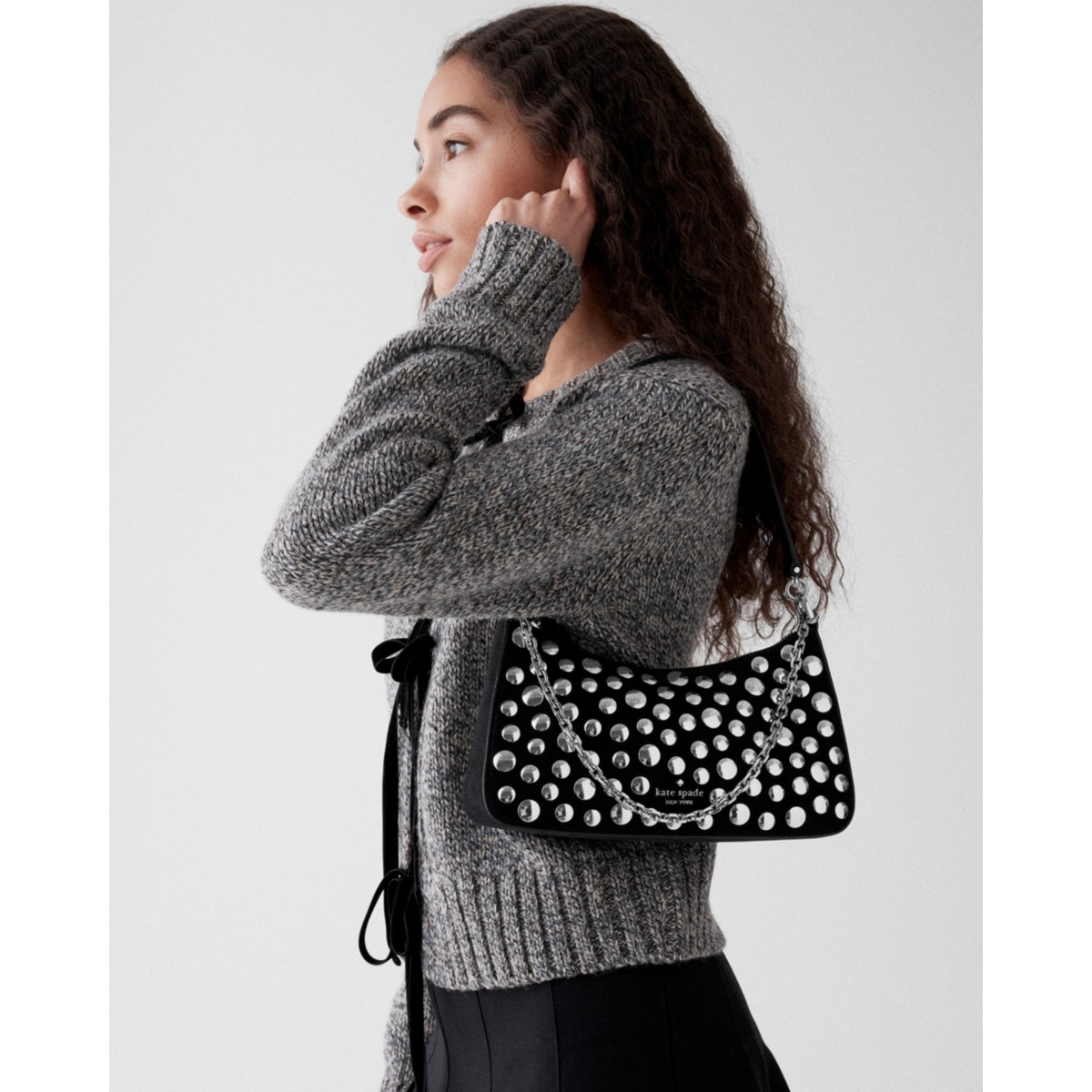 Kate Spade Margot Studded Shoulder Bag - Preorder — Black Multi
