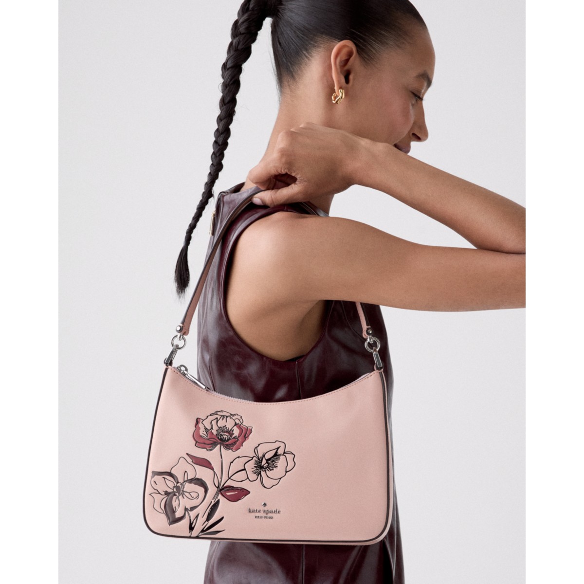 Kate Spade Margot Floral Medium Leather Shoulder Bag - Preorder — Rose Smoke Multi