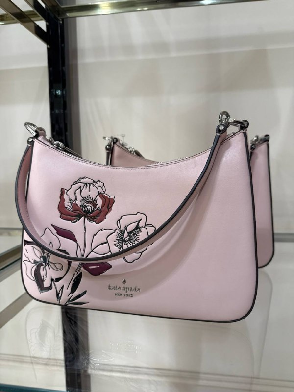 Kate Spade Margot Floral Medium Leather Shoulder Bag - Preorder — Rose Smoke (650)