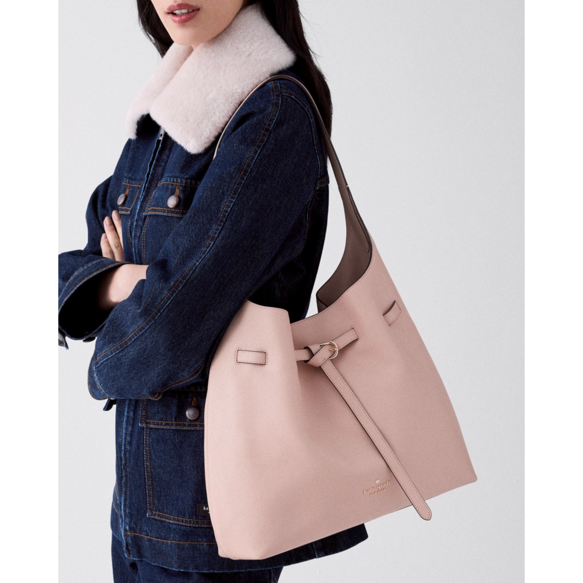 Kate Spade 454 Belted Large Leather Shoulder Bag - Preorder — Rose Smoke