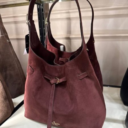 Kate Spade 454 Suede Belted Large Shoulder Bag - Preorder — Grenache (600)