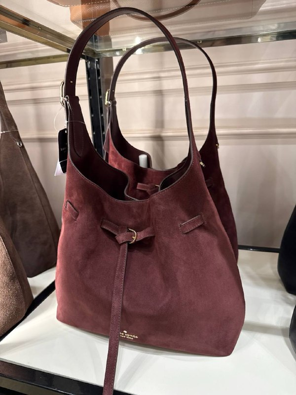 Kate Spade 454 Suede Belted Large Shoulder Bag - Preorder — Grenache (600)