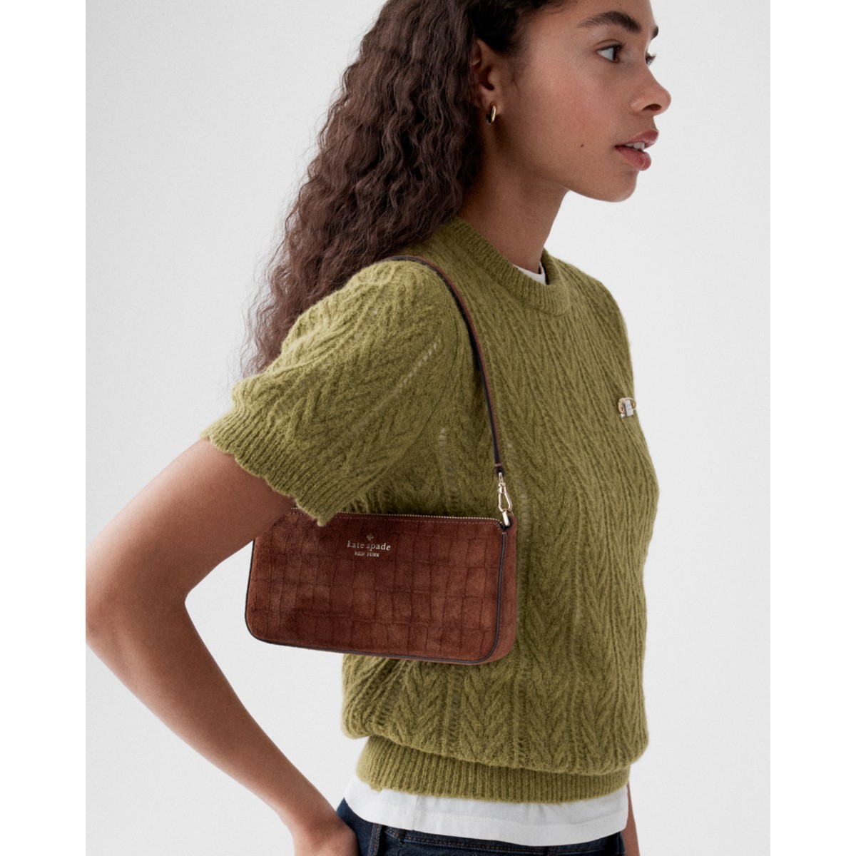 Kate Spade Gemini Suede Croc Mini Bag - Preorder — Chocolate Truffle