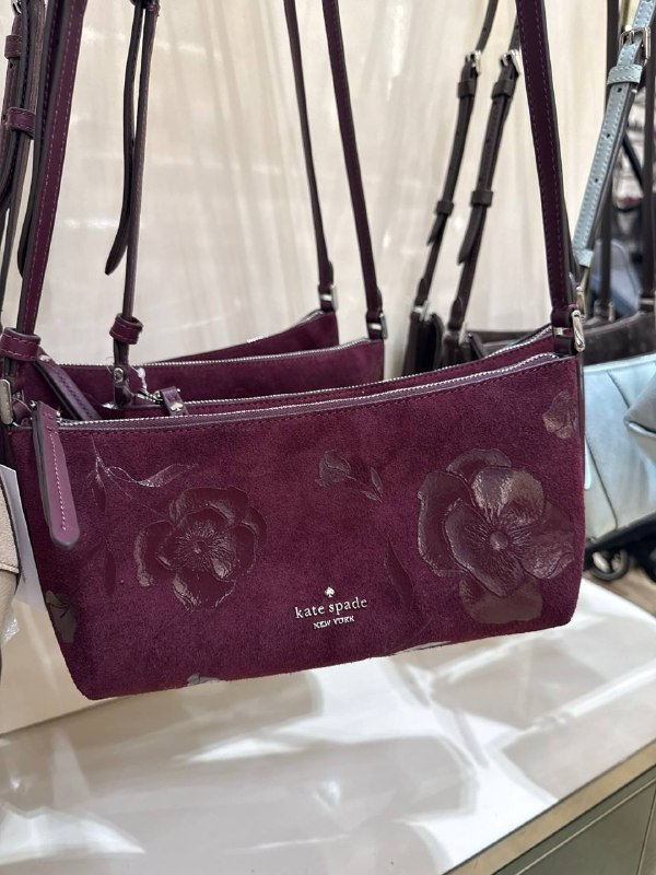 Kate Spade Lenox Floral Suede Mini Crossbody Bag - Preorder — Deep Cherr (601)