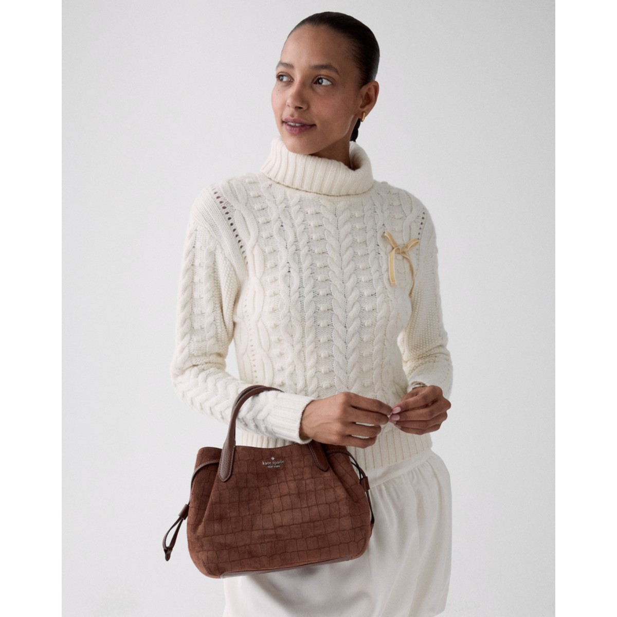 Kate Spade Dumpling Suede Croc Satchel Bag - Preorder — Chocolate Truffle