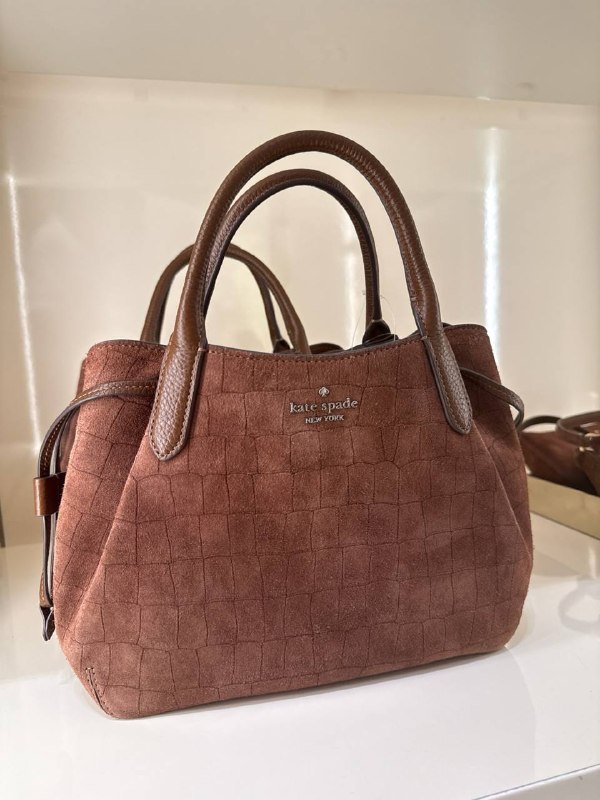 Kate Spade Dumpling Suede Croc Satchel Bag - Preorder — Chocolate (200)