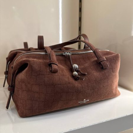 Kate Spade Billie Suede Croc Shoulder Bag - Preorder — Chocolate (200)