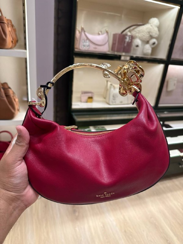 Kate Spade Selene Metal Floral Handle Bag - Preorder — Red Jam (600)