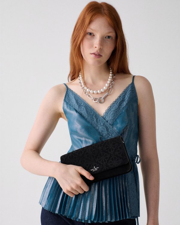 Kate Spade Ivy Spade Flower Crystal Suede Crossbody Bag - Preorder