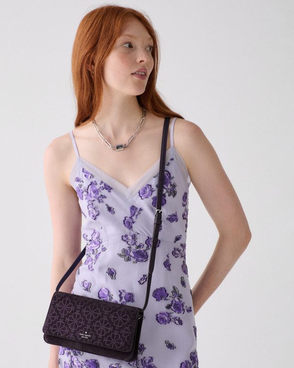 Kate Spade Ivy Spade Flower Crystal Suede Crossbody Bag - Preorder