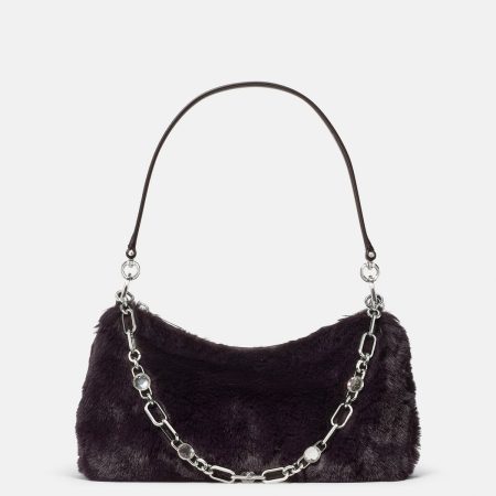 Kate Spade Margot Faux Fur Shoulder Bag - Preorder — Deep Aubergine (500)