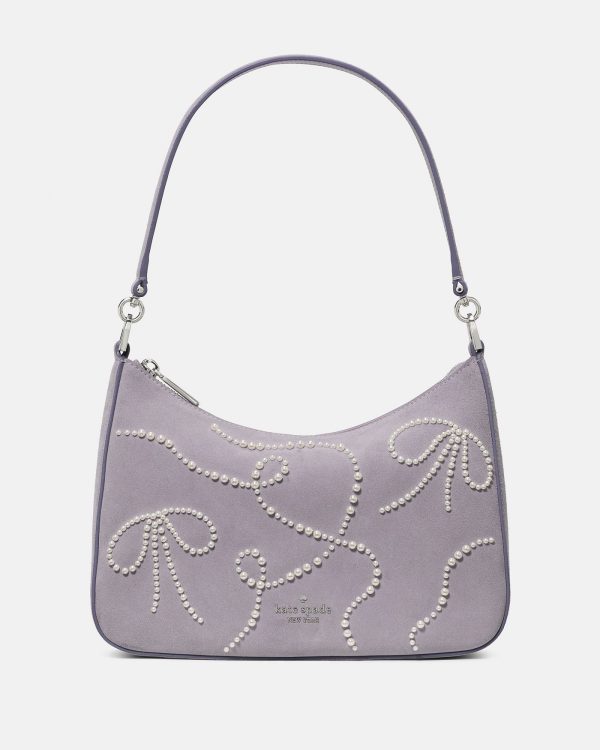 Kate Spade Margot Pearl Bows Suede Medium Shoulder Bag - Preorder