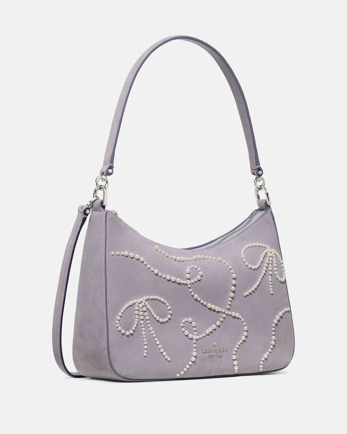 Kate Spade Margot Pearl Bows Suede Medium Shoulder Bag - Preorder