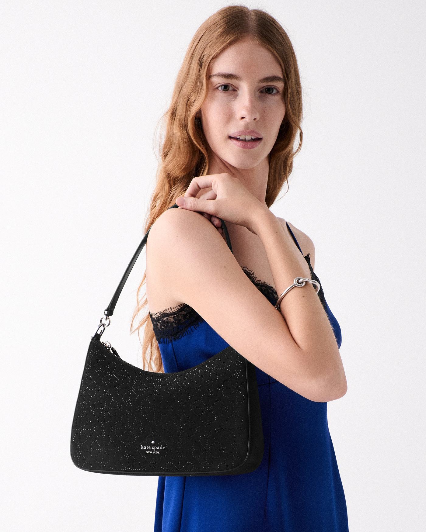 Kate Spade Margot Spade Flower Crystal Suede Medium Shoulder Bag - Preorder - Image 8