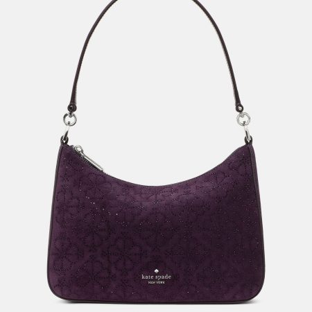 Kate Spade Margot Spade Flower Crystal Suede Medium Shoulder Bag - Preorder — Jet Set (500)
