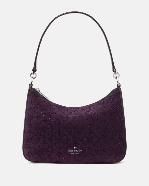 Kate Spade Margot Spade Flower Crystal Suede Medium Shoulder Bag - Preorder