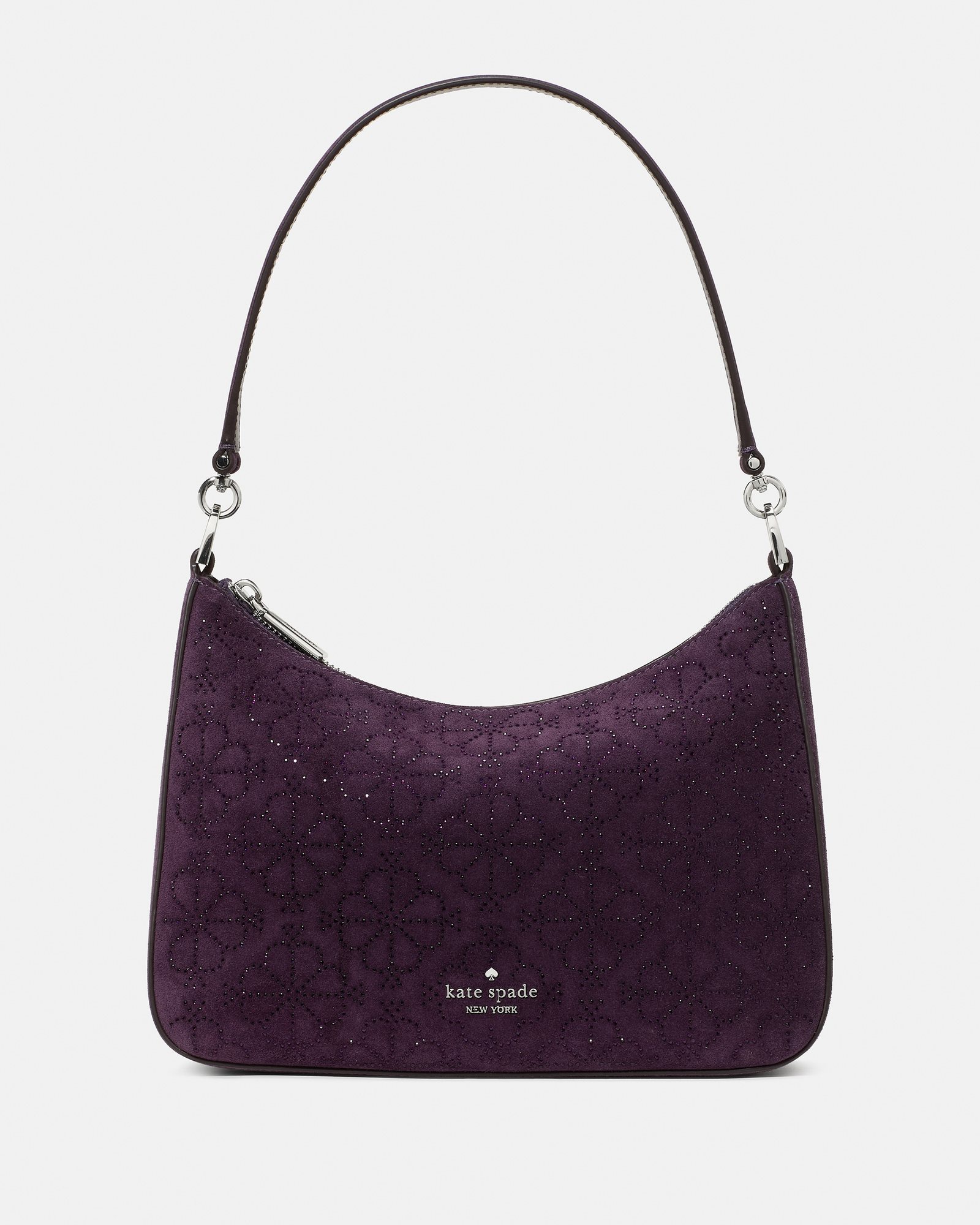 Kate Spade Margot Spade Flower Crystal Suede Medium Shoulder Bag - Preorder