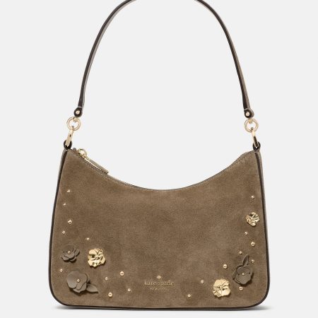 Kate Spade Margot Embellished Suede Medium Shoulder Bag - Preorder — Driftwood (250)