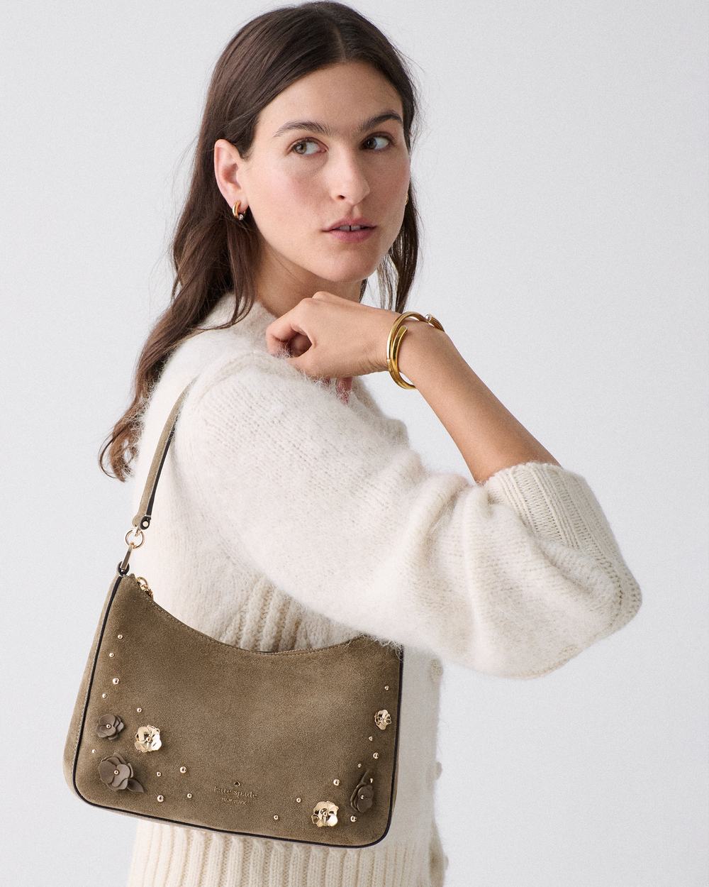 Kate Spade Margot Embellished Suede Medium Shoulder Bag - Preorder