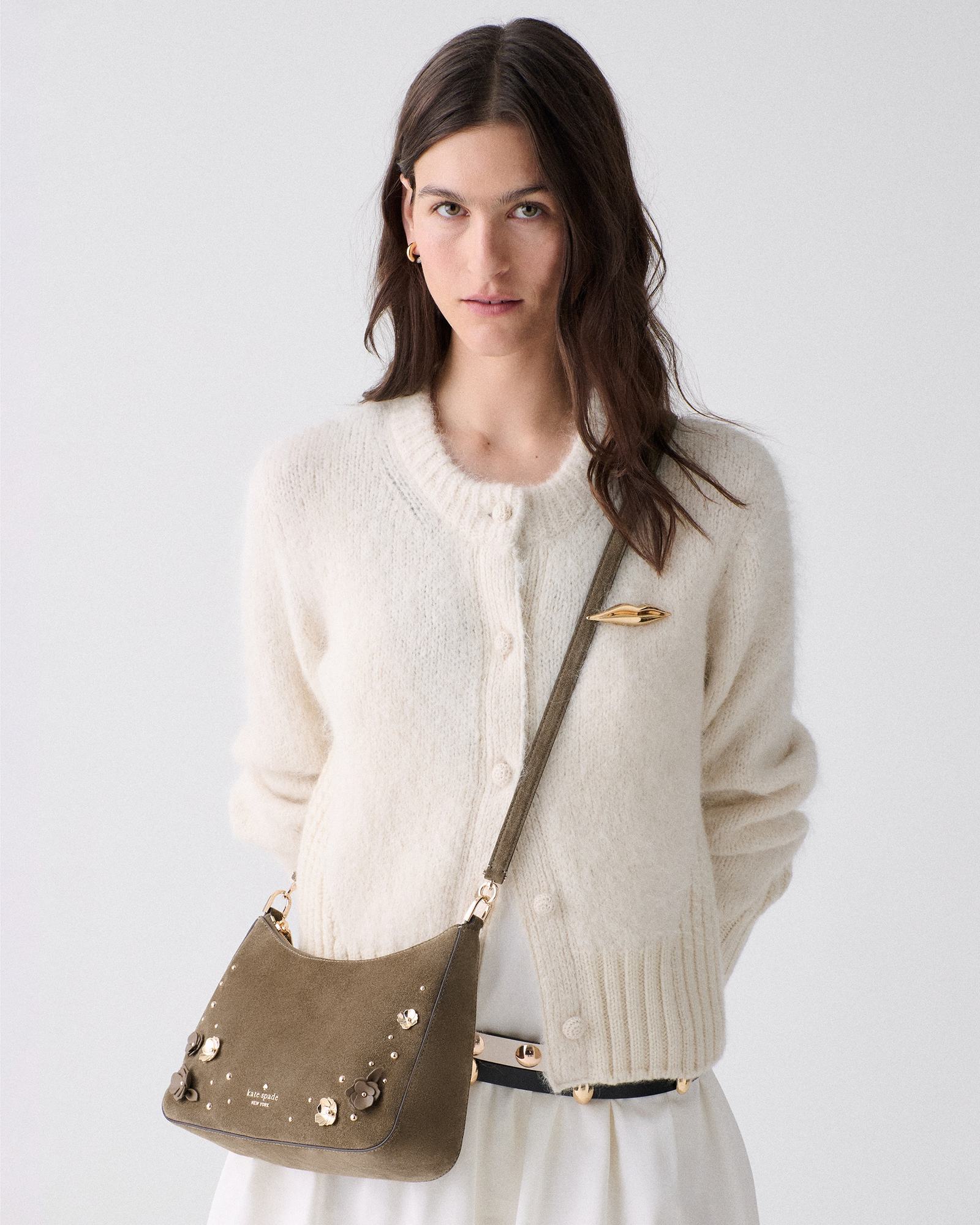 Kate Spade Margot Embellished Suede Medium Shoulder Bag - Preorder