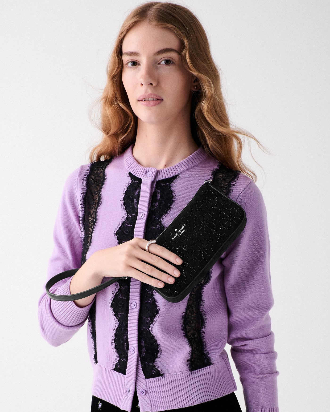 Kate Spade Gemini Spade Flower Crystal Suede Mini Bag - Preorder
