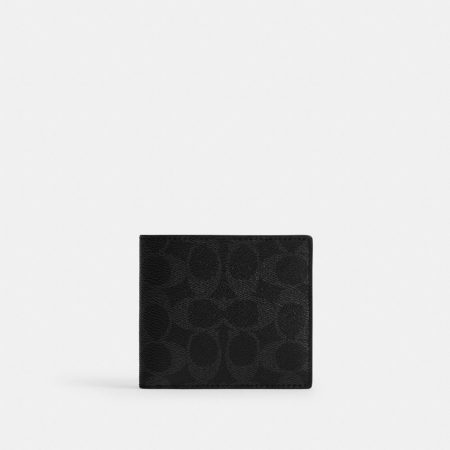 Coach Coin Wallet In Signature Canvas - Preorder — Black Signature