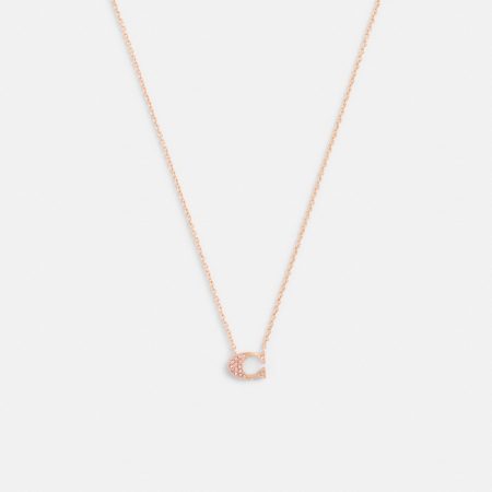 Coach Outlet Pavé Signature Necklace - Preorder — Rose Brass