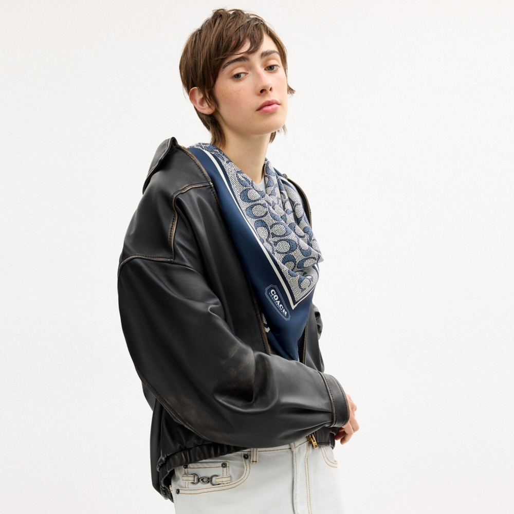 Coach Outlet Textured Signature Print Silk Square Scarf - Preorder