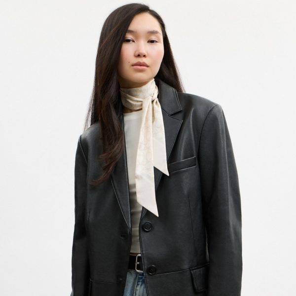 Coach Outlet Textured Signature Print Silk Skinny Scarf - Preorder