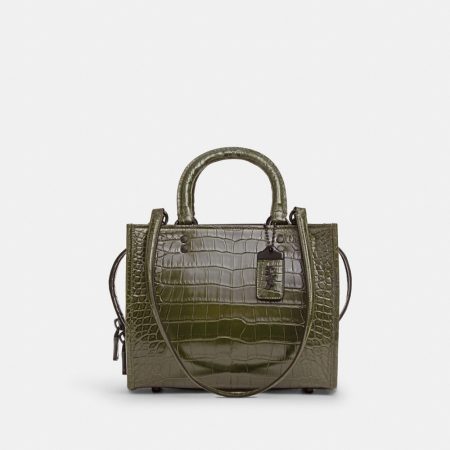 Coach Rogue Bag 25 In Alligator - Preorder — Pewter/Olive