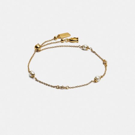 Coach Outlet Sculpted C Pearl Slider Bracelet - Preorder — Brass