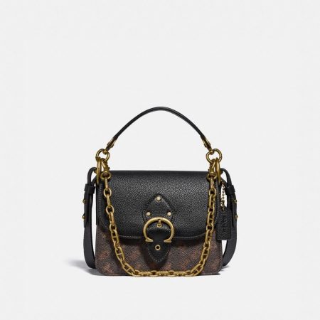 Coach Restored Beat Shoulder Bag 18 With Horse And Carriage Print - Preorder — Brass/Truffle Black