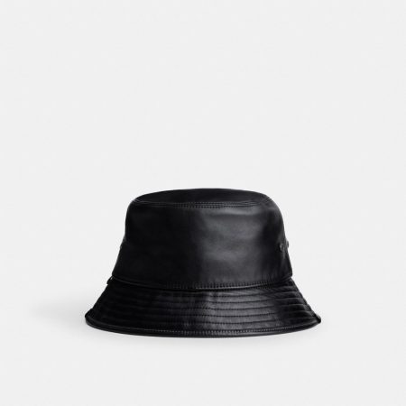 Coach Leather Bucket Hat - Preorder — Black