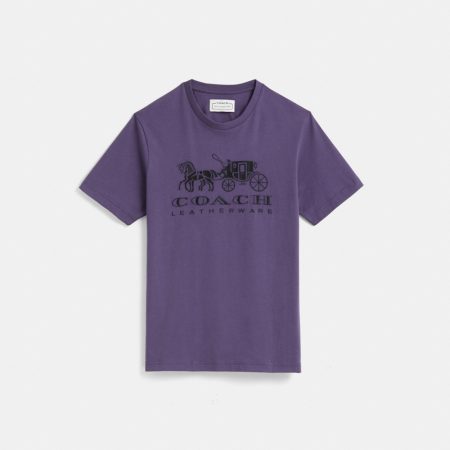 Coach Restored Horse And Carriage T-Shirt In Organic Cotton - Preorder — Dark Purple