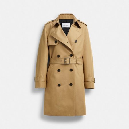 Coach Outlet Mid Trench Coat With Signature Collar - Preorder — Khaki