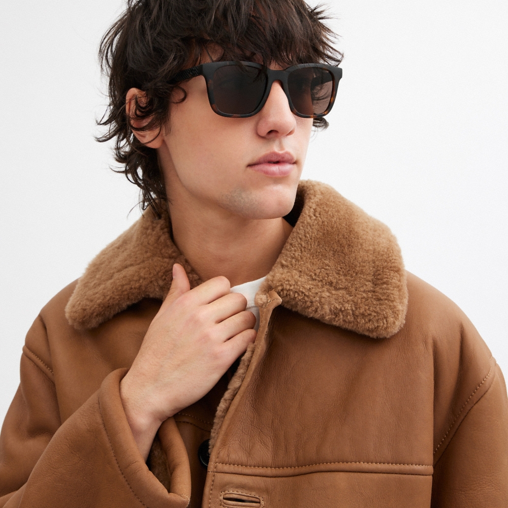 Coach C Hardware Textured Temple Square Sunglasses - Preorder