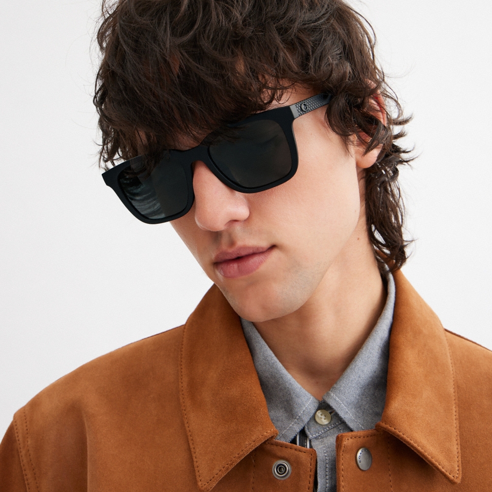 Coach C Hardware Textured Temple Square Sunglasses - Preorder