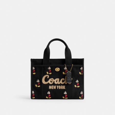 Coach Outlet Disney X Coach Cargo Tote Bag 26 With Mickey Mouse In Regenerative Cotton Canvas - Preorder — Brass/Black Multi