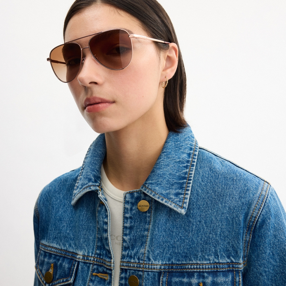 Coach Outlet C Hardware Metal Pilot Sunglasses - Preorder