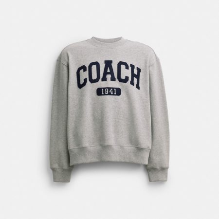 Coach Outlet Sporty Boyfriend Crewneck Sweatshirt - Preorder — Heather Grey